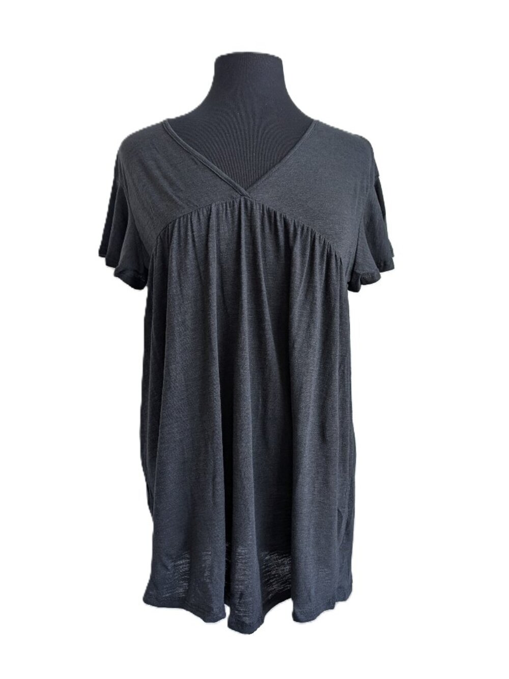 Black Babydoll Flutter Sleeve Top, Empire Waist | XL